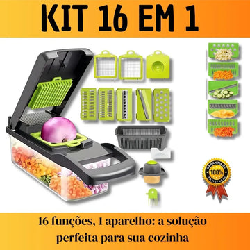 Cortador de Legumes 16 em 1 Multifuncional com Coletor