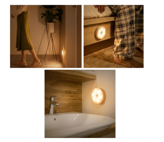 Luz Noturna LED Inteligente com Sensor de Movimento – USB Recarregável