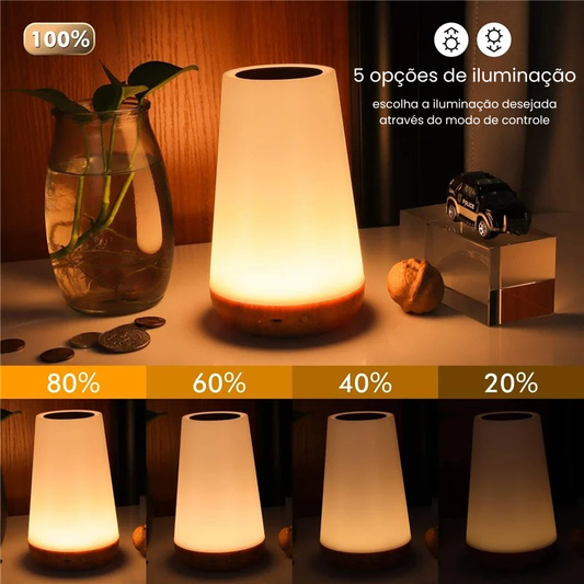 Luminária Noturna RGB Touch com Controle Remoto – Recarregável USB e Ajuste de Cor