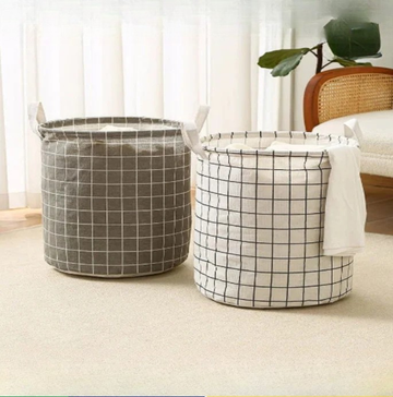 Cesto Organizador Dobrável 40L com Alça de Couro – Prático, Resistente e Elegante