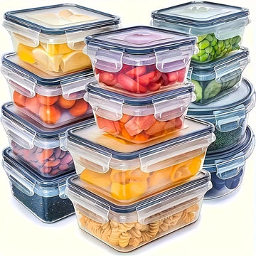 Kit de Potes Organizadores de Alimentos para Cozinha – Herméticos, Próprios para Micro-ondas + 24 Etiquetas de Lousa