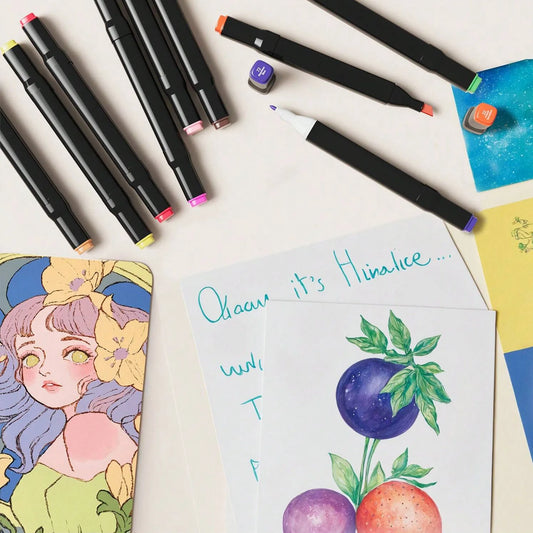 Kit Marcadores Artísticos Profissionais – 24 a 262 Cores (Base de Álcool, Duas Pontas)